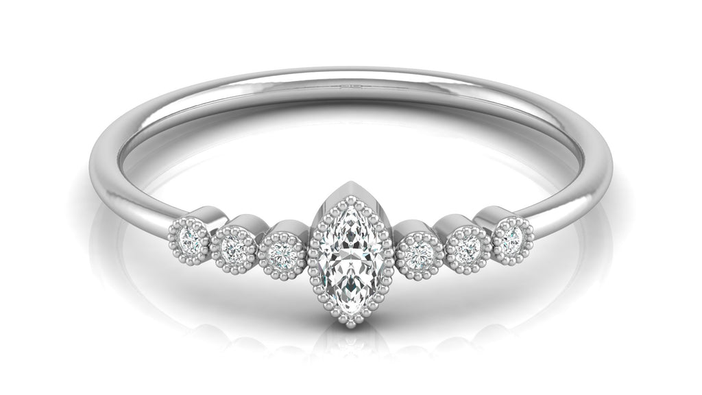 0.04 +0.09  Ct Round + Marq Diamond Ring