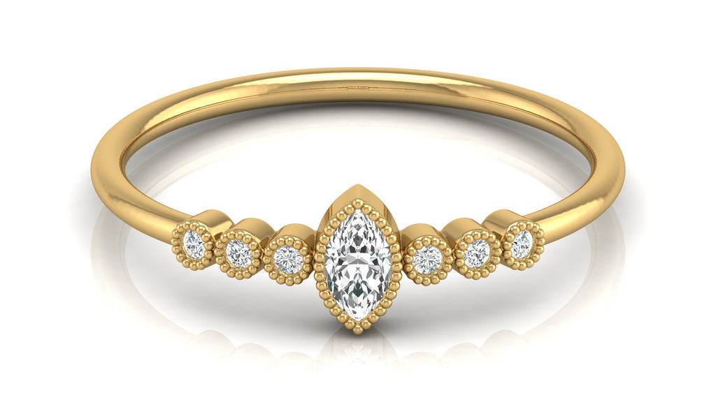 0.04 +0.09  Ct Round + Marq Diamond Ring