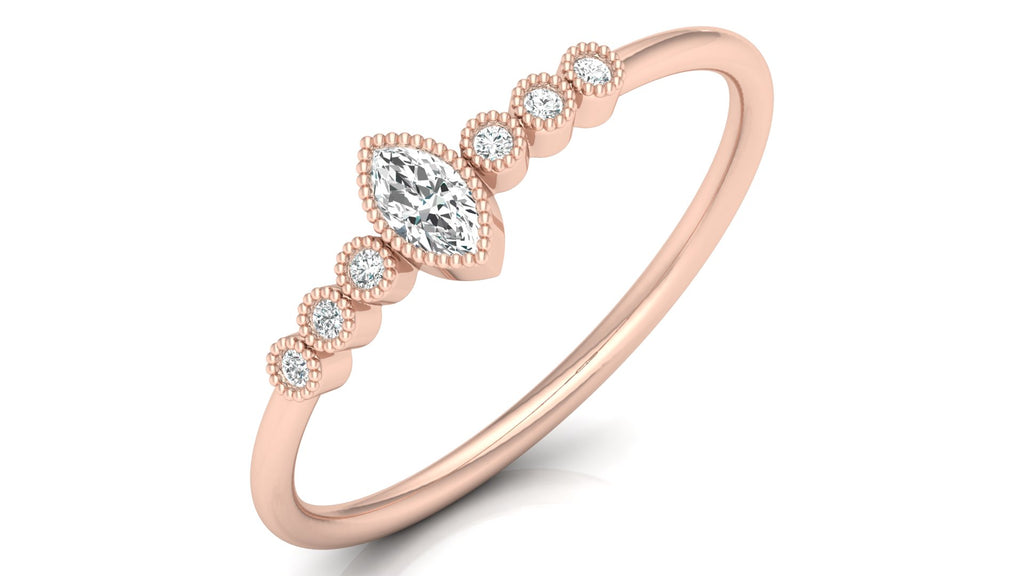 0.04 +0.09  Ct Round + Marq Diamond Ring