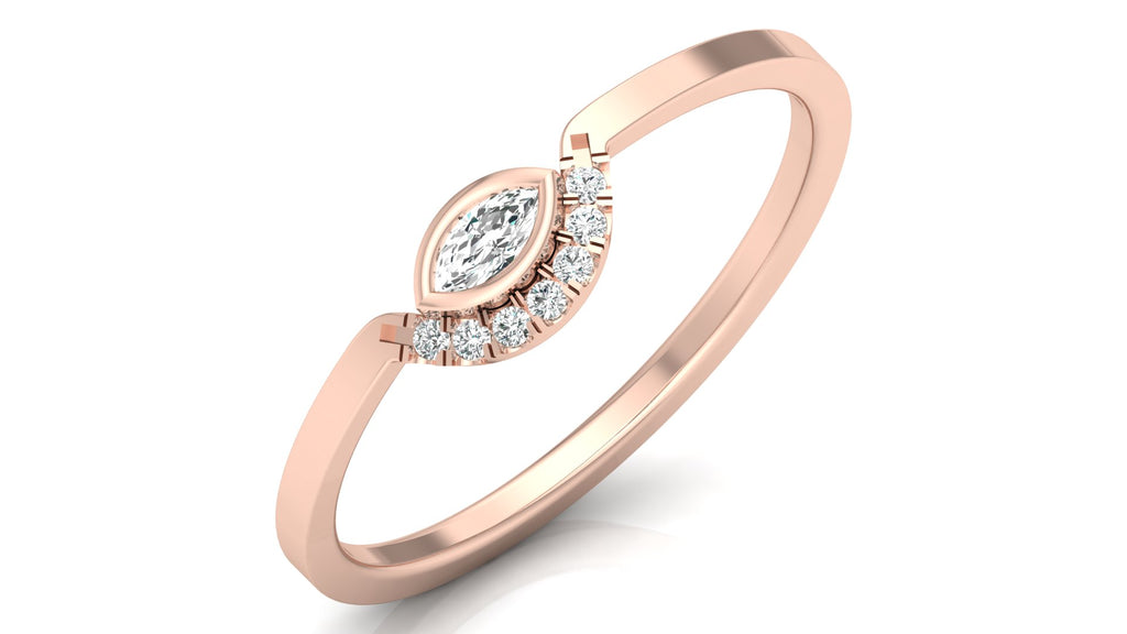 0.04+0.05 Ct Round + Marq Diamond Ring