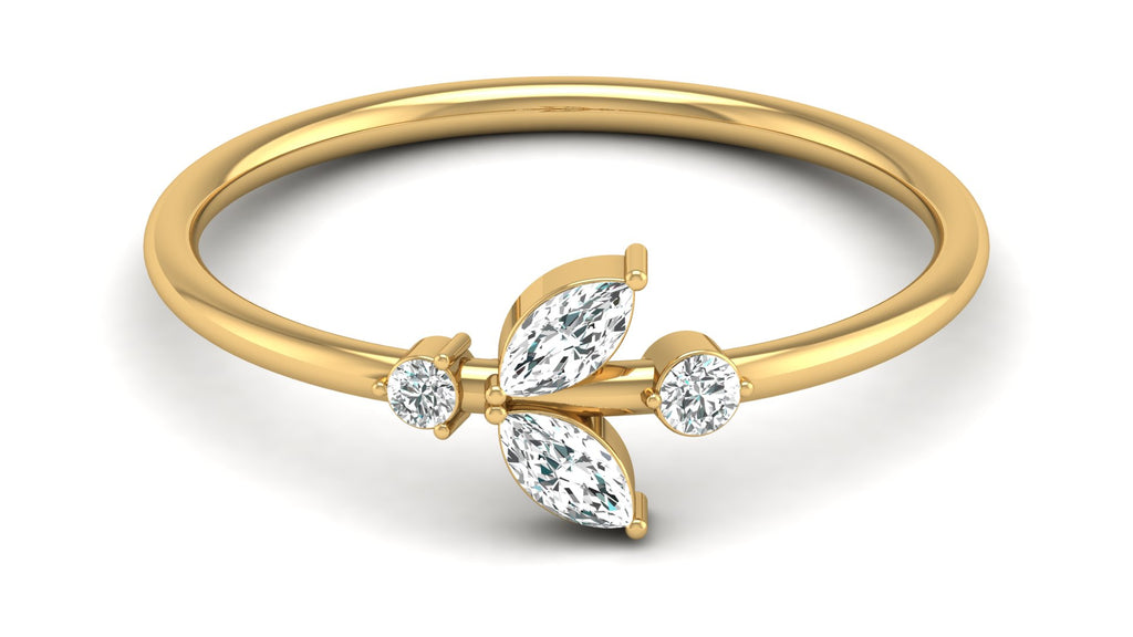 0.15 Ct Round + marq Diamond Ring