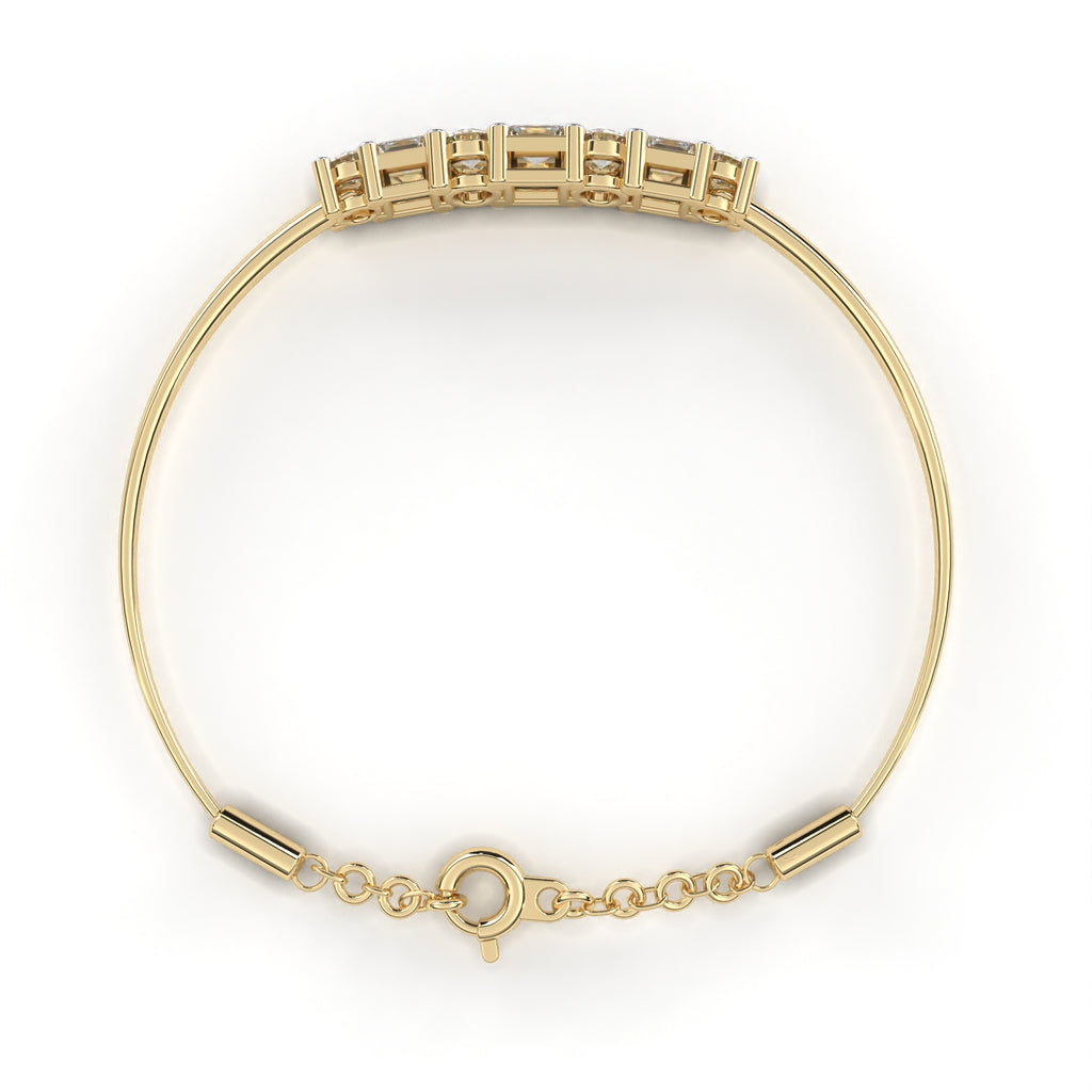 Premium Round + Princess Diamond Bracelet – Elegant Diamond-Studded Gold Bracelet