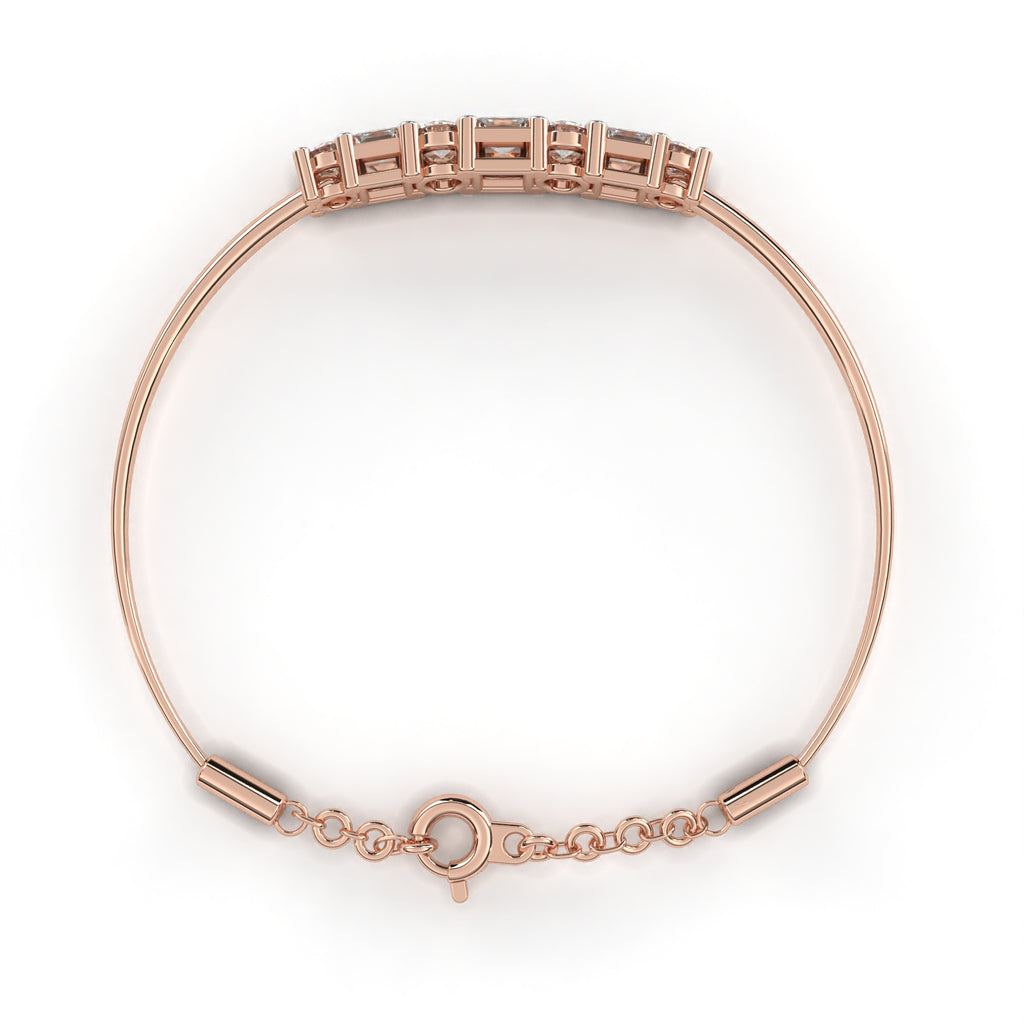 Premium Round + Princess Diamond Bracelet – Elegant Diamond-Studded Gold Bracelet