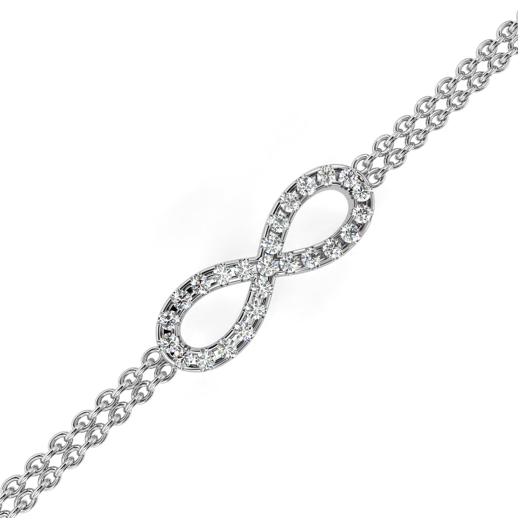Premium Round Diamond Bracelet – Infinity Sign Design with Diamonds and Double Chain Wrap in Gold