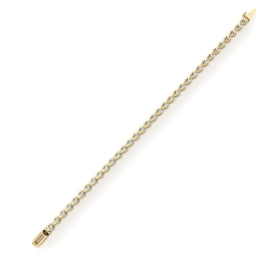 Premium Round Diamond Bracelet – Leaf Pattern Design with Solitaire Diamond in Gold