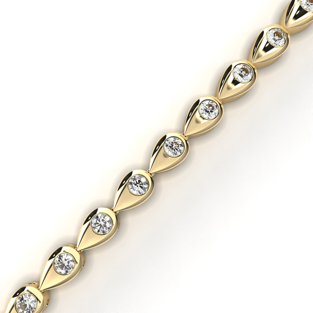 Premium Round Diamond Bracelet – Leaf Pattern Design with Solitaire Diamond in Gold