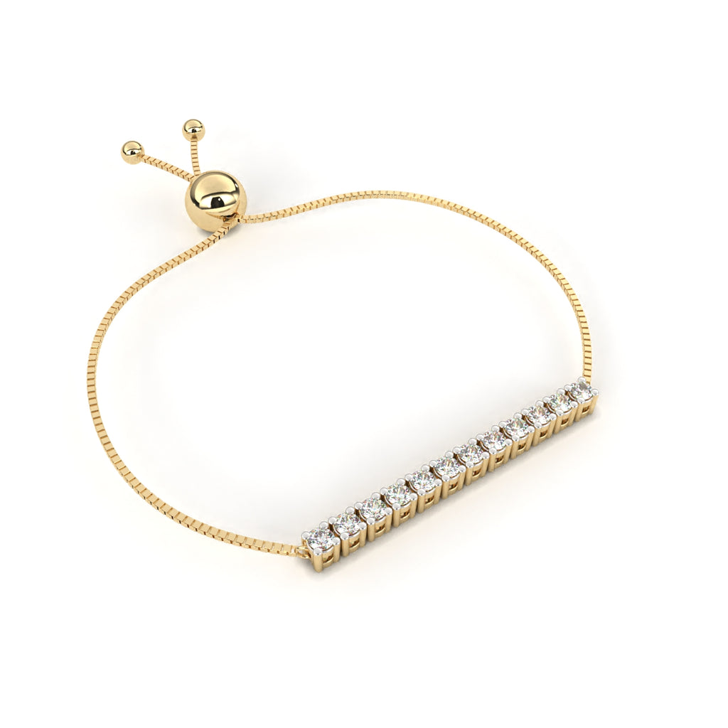 Minimal Round Diamond Bracelet – Elegant Solitaire Design in Gold