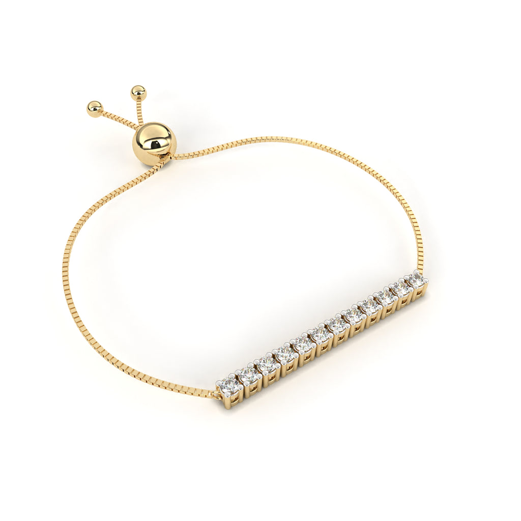 Minimal Round Diamond Bracelet – Elegant Solitaire Design in Gold