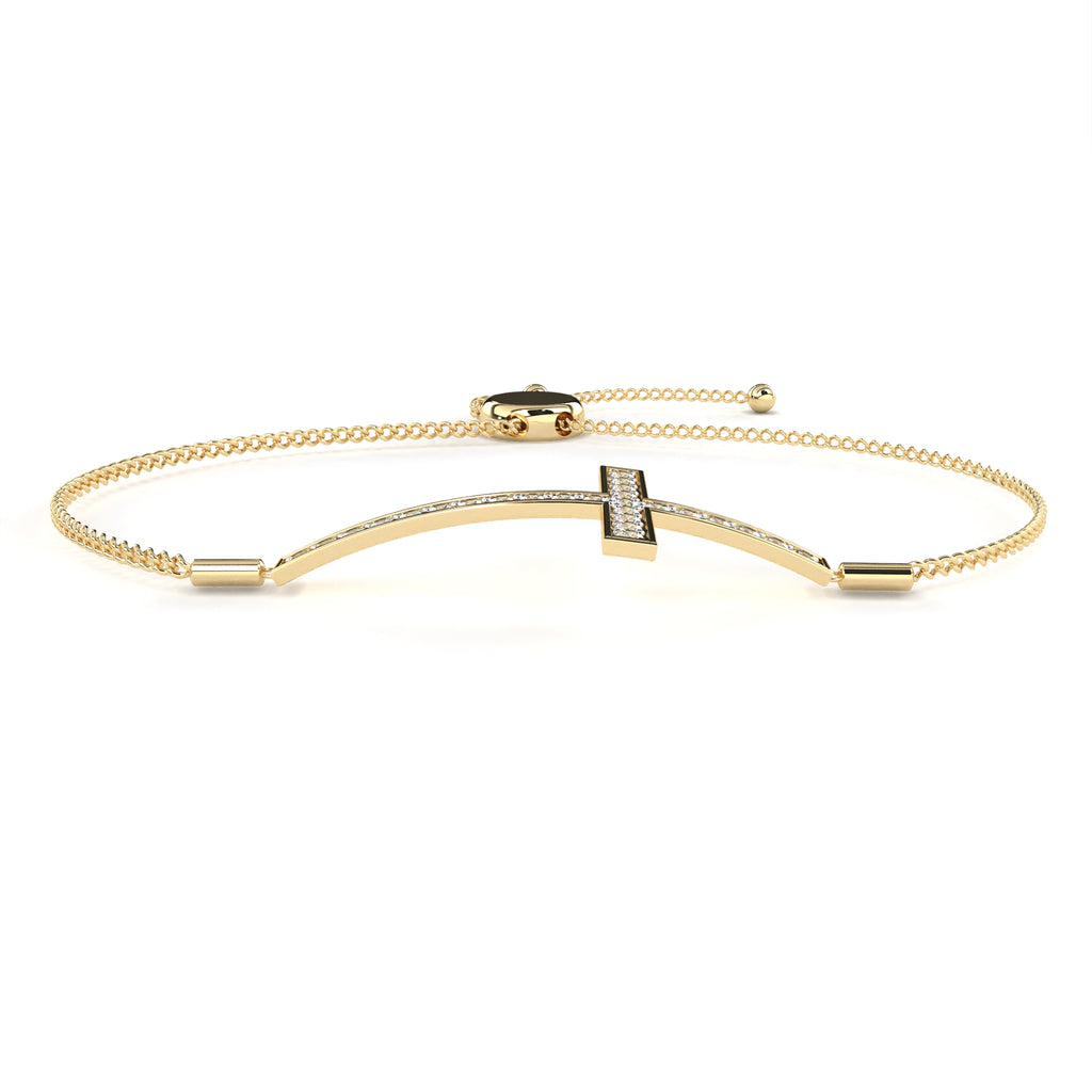 Premium Round Diamond Bracelet – Plus Sign Design with Diamonds in Gold
