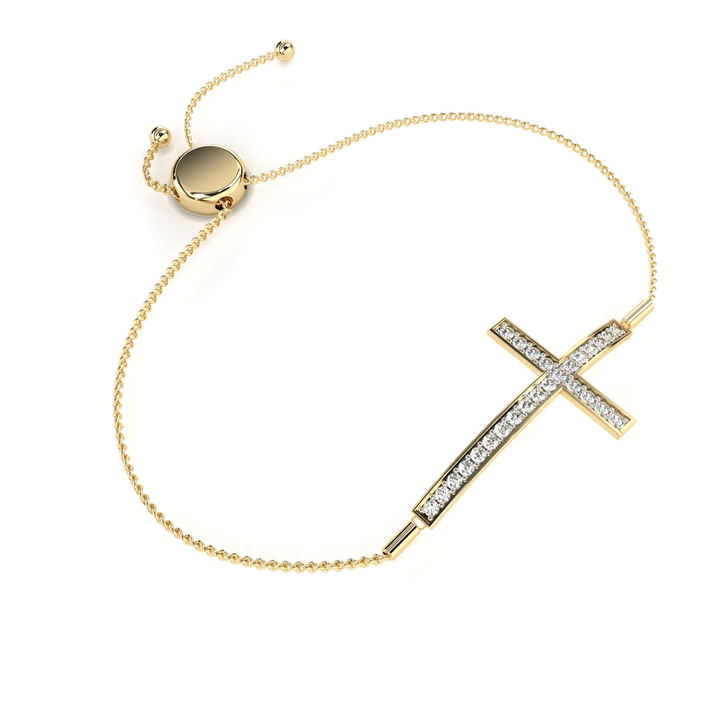Premium Round Diamond Bracelet – Plus Sign Design with Diamonds in Gold