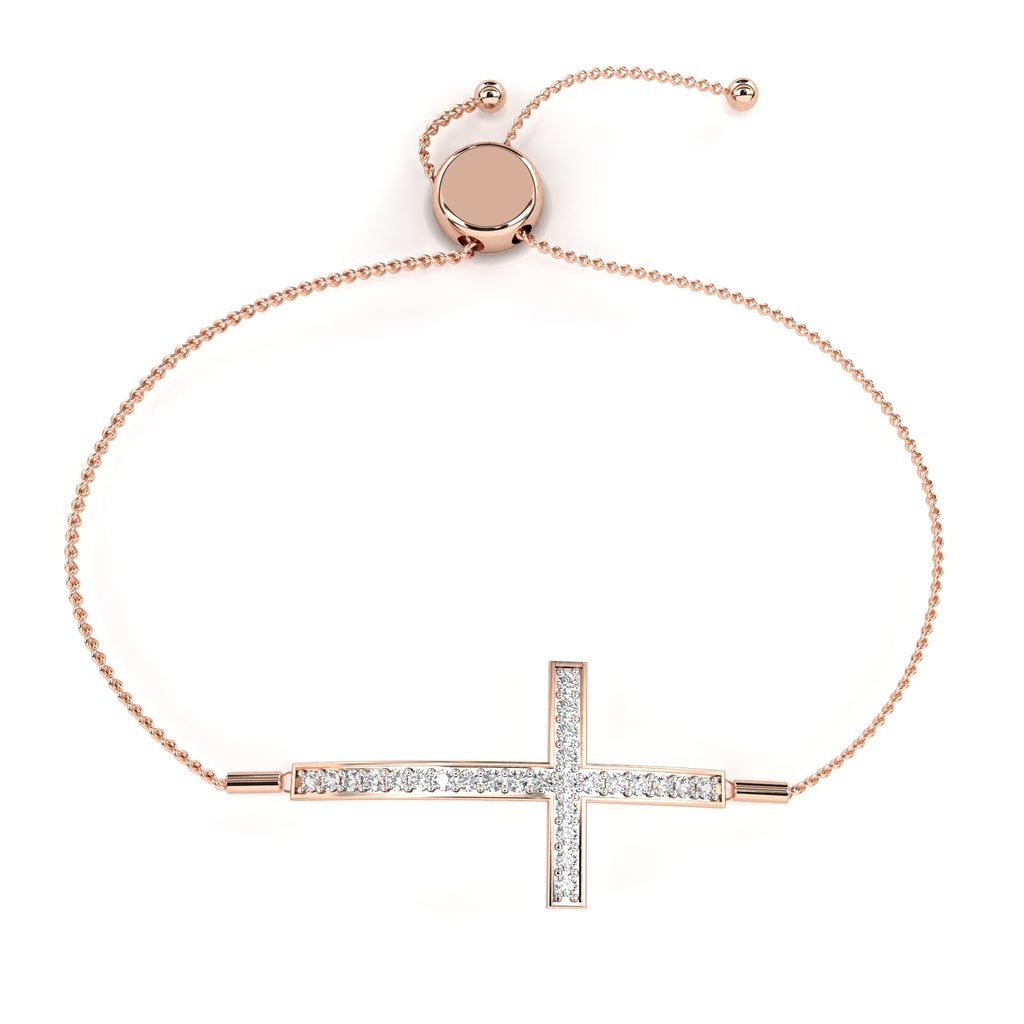 Premium Round Diamond Bracelet – Plus Sign Design with Diamonds in Gold