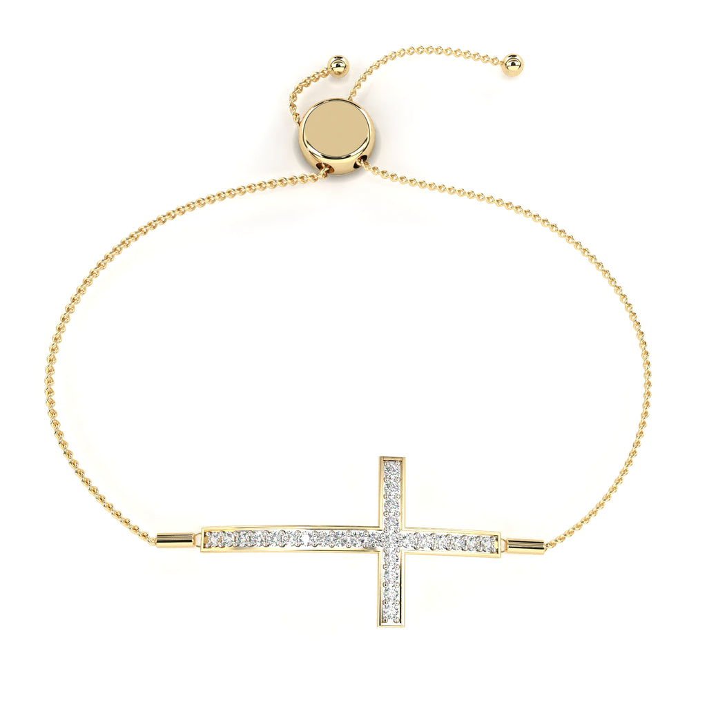 Premium Round Diamond Bracelet – Plus Sign Design with Diamonds in Gold