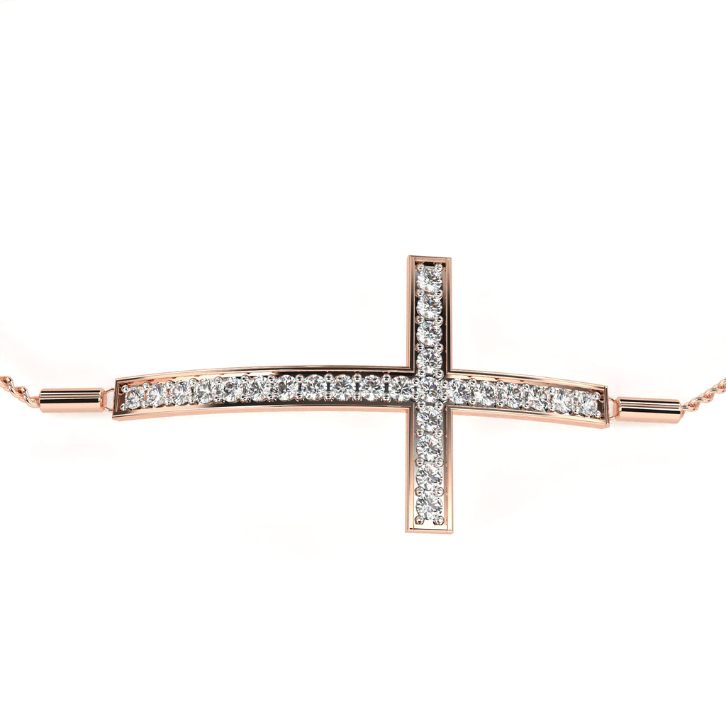 Premium Round Diamond Bracelet – Plus Sign Design with Diamonds in Gold