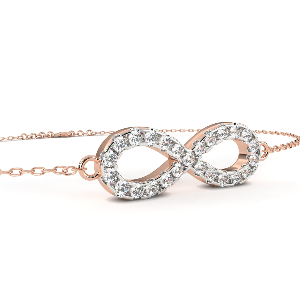 Premium Round Diamond Bracelet – Chain Type with Infinity Sign and Diamonds in Gold