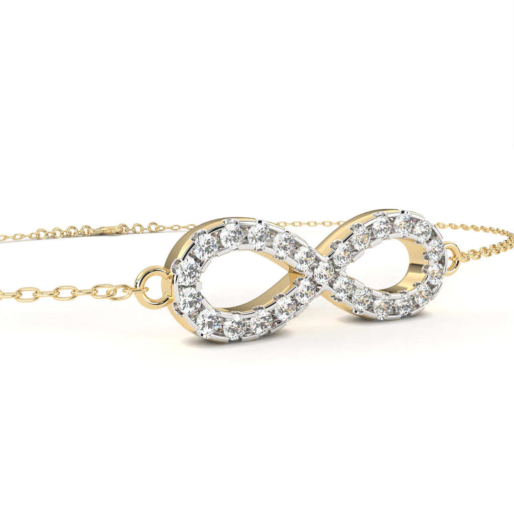 Premium Round Diamond Bracelet – Chain Type with Infinity Sign and Diamonds in Gold
