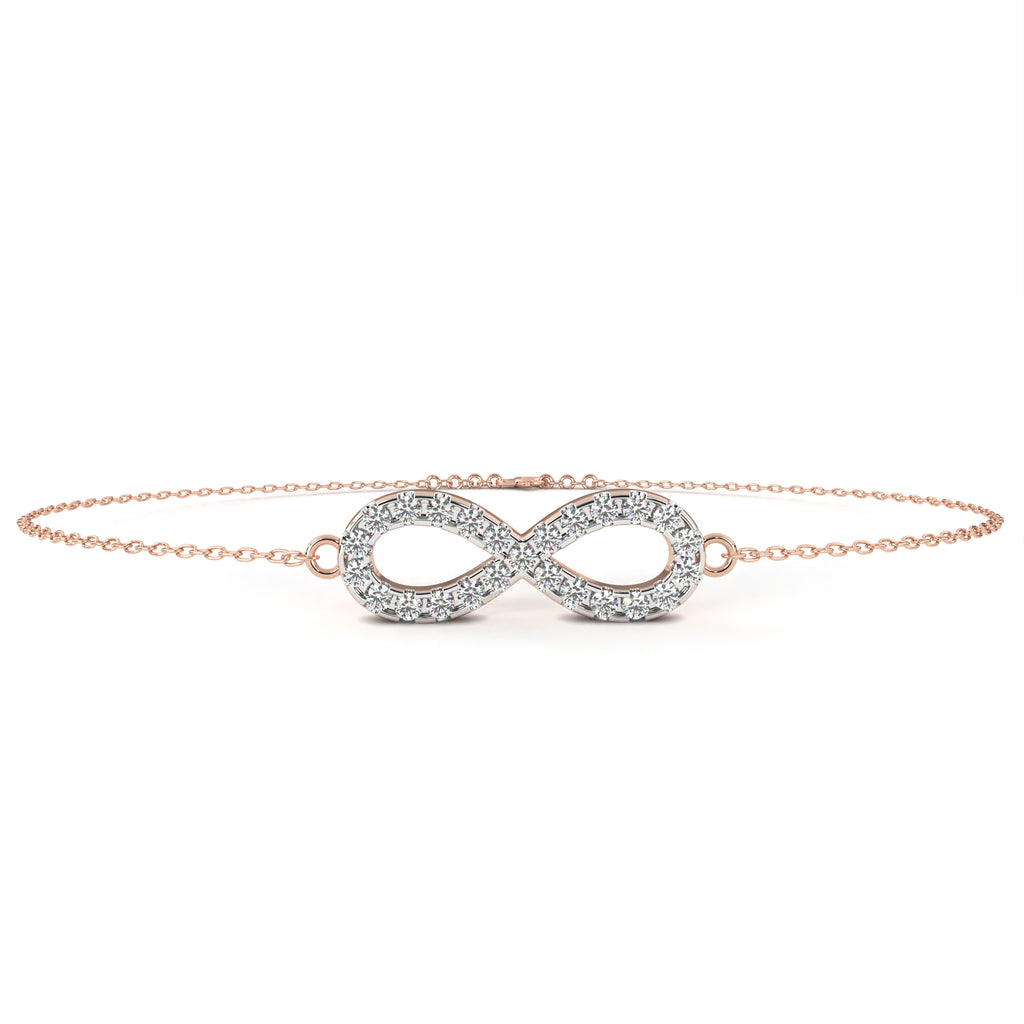 Premium Round Diamond Bracelet – Chain Type with Infinity Sign and Diamonds in Gold