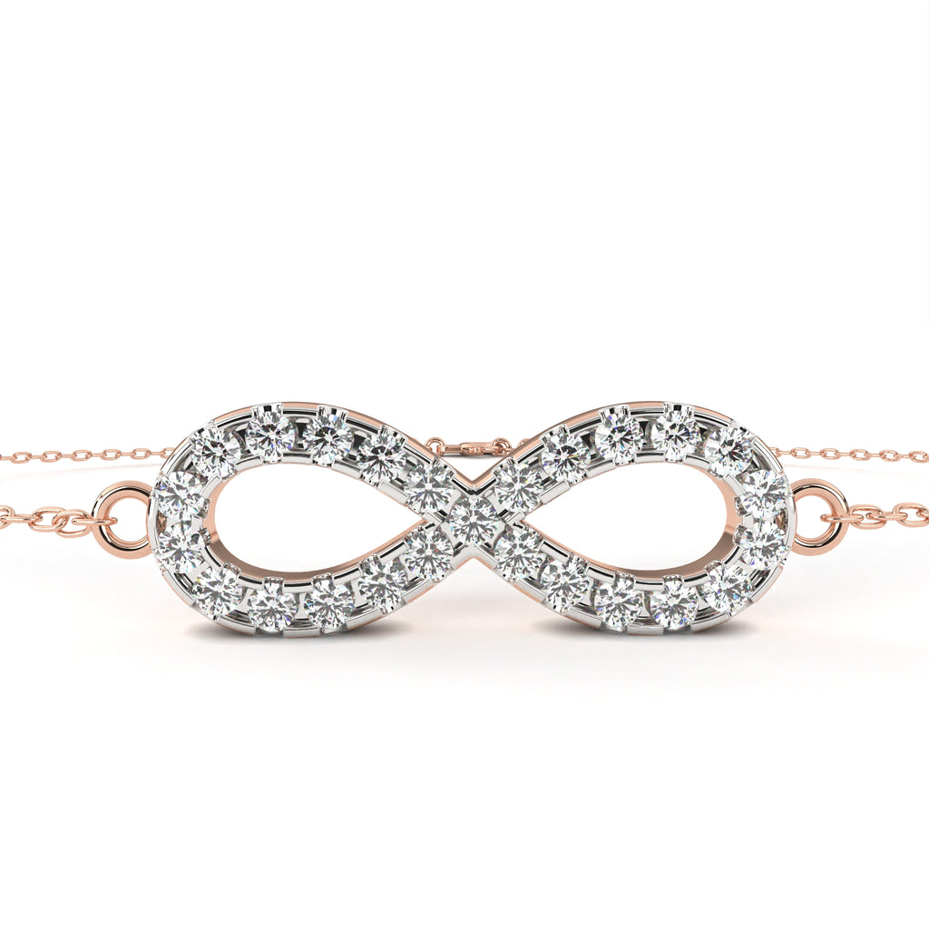Premium Round Diamond Bracelet – Chain Type with Infinity Sign and Diamonds in Gold