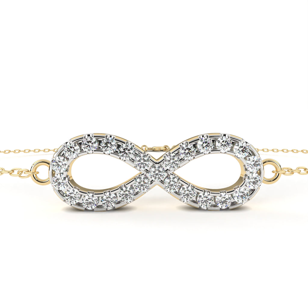 Premium Round Diamond Bracelet – Chain Type with Infinity Sign and Diamonds in Gold