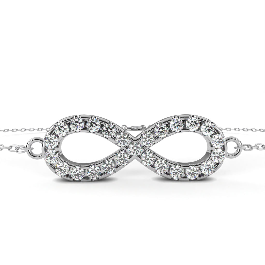 Premium Round Diamond Bracelet – Chain Type with Infinity Sign and Diamonds in Gold