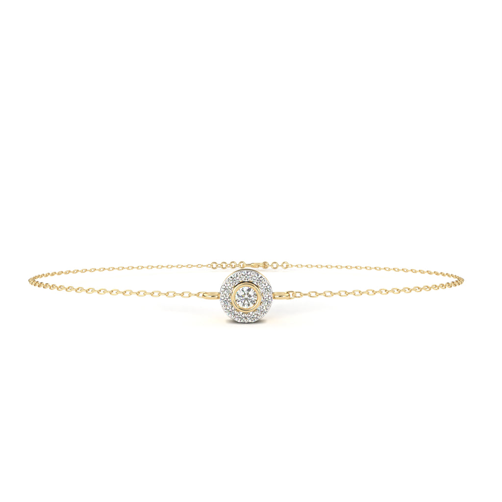 Premium Round Diamond Bracelet – Chain Type Gold-Plated with Circular Design and Diamonds