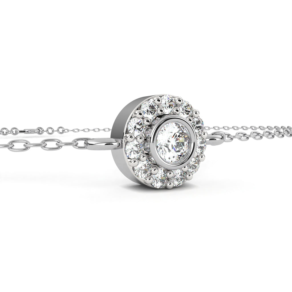 Premium Round Diamond Bracelet – Chain Type Gold-Plated with Circular Design and Diamonds