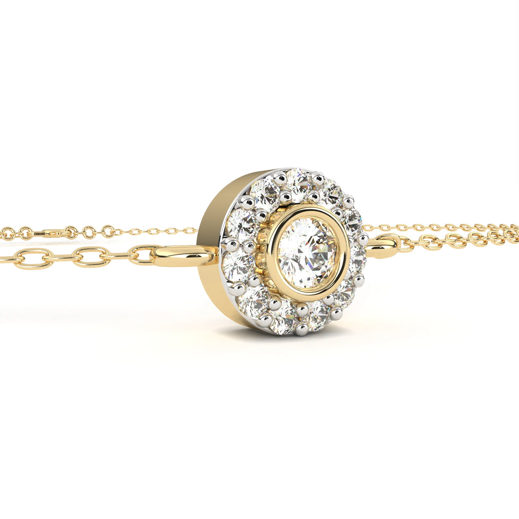 Premium Round Diamond Bracelet – Chain Type Gold-Plated with Circular Design and Diamonds