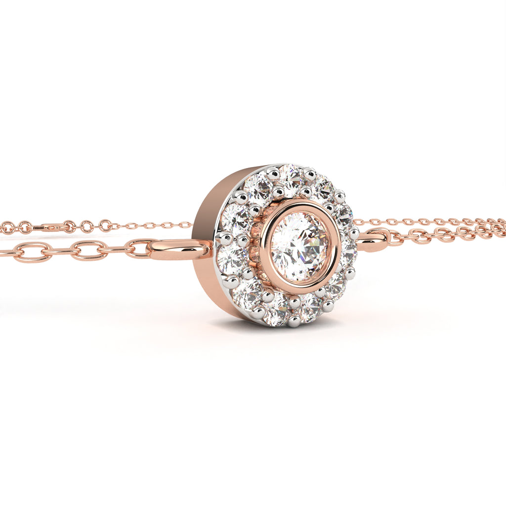 Premium Round Diamond Bracelet – Chain Type Gold-Plated with Circular Design and Diamonds