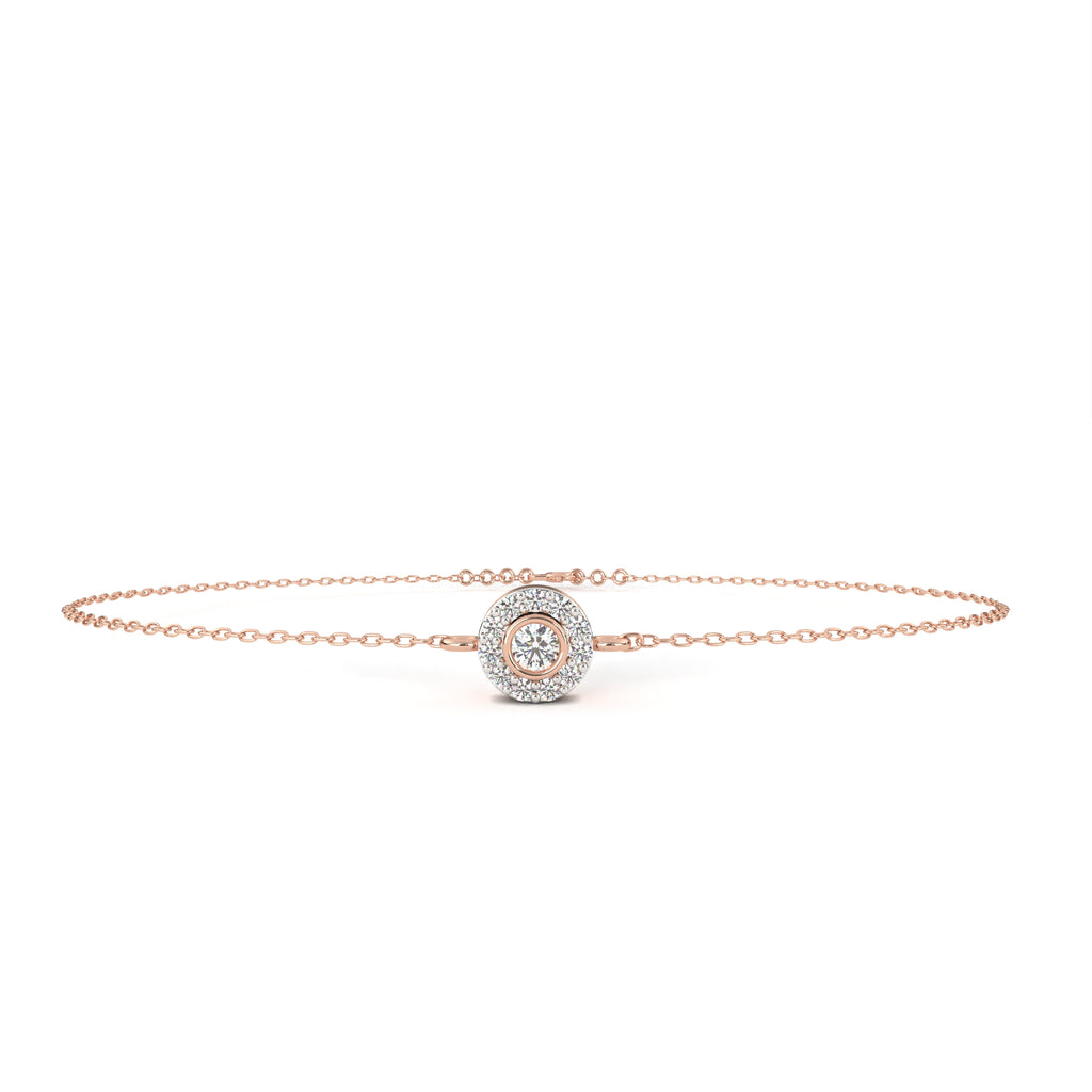 Premium Round Diamond Bracelet – Chain Type Gold-Plated with Circular Design and Diamonds