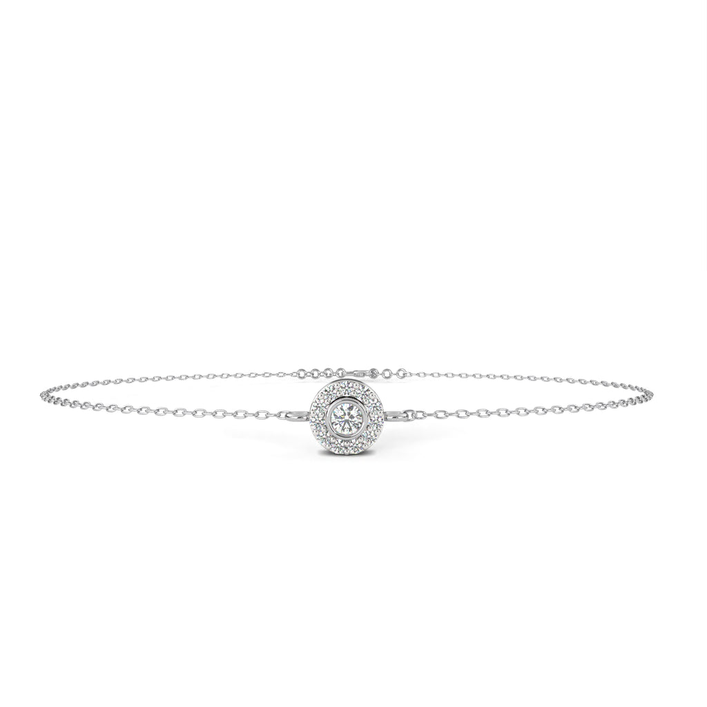 Premium Round Diamond Bracelet – Chain Type Gold-Plated with Circular Design and Diamonds