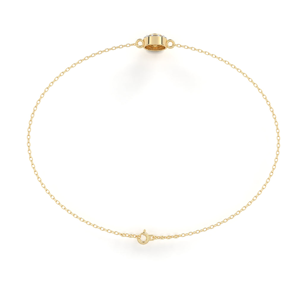 Premium Round Diamond Bracelet – Chain Type Gold-Plated with Circular Design and Diamonds