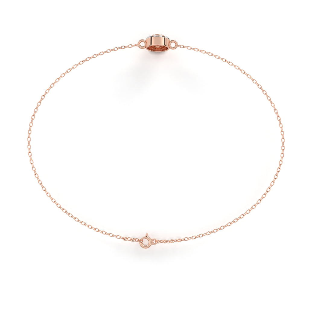 Premium Round Diamond Bracelet – Chain Type Gold-Plated with Circular Design and Diamonds