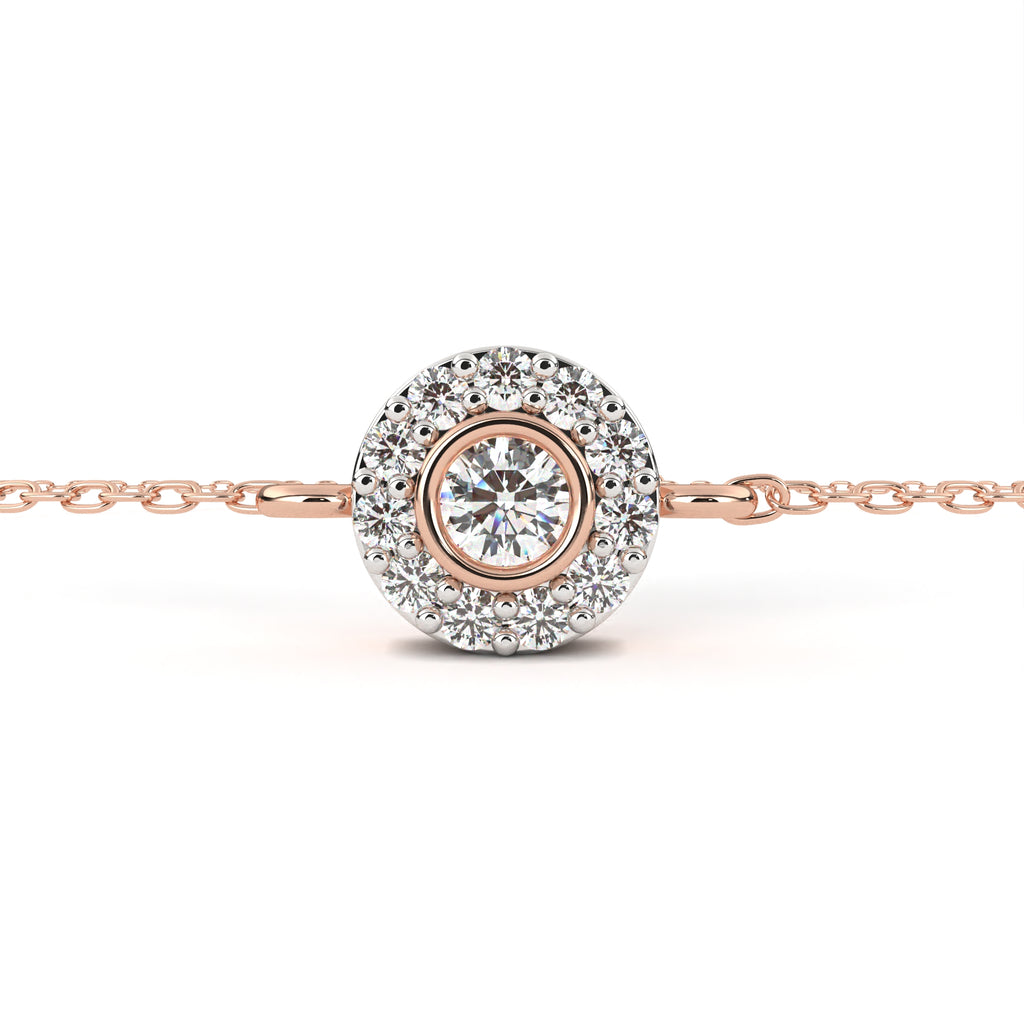 Premium Round Diamond Bracelet – Chain Type Gold-Plated with Circular Design and Diamonds