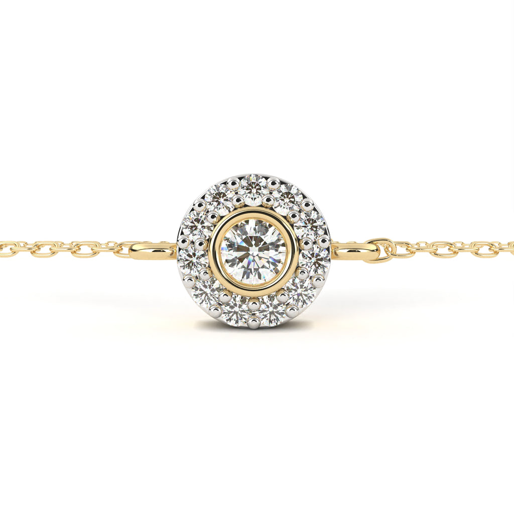 Premium Round Diamond Bracelet – Chain Type Gold-Plated with Circular Design and Diamonds