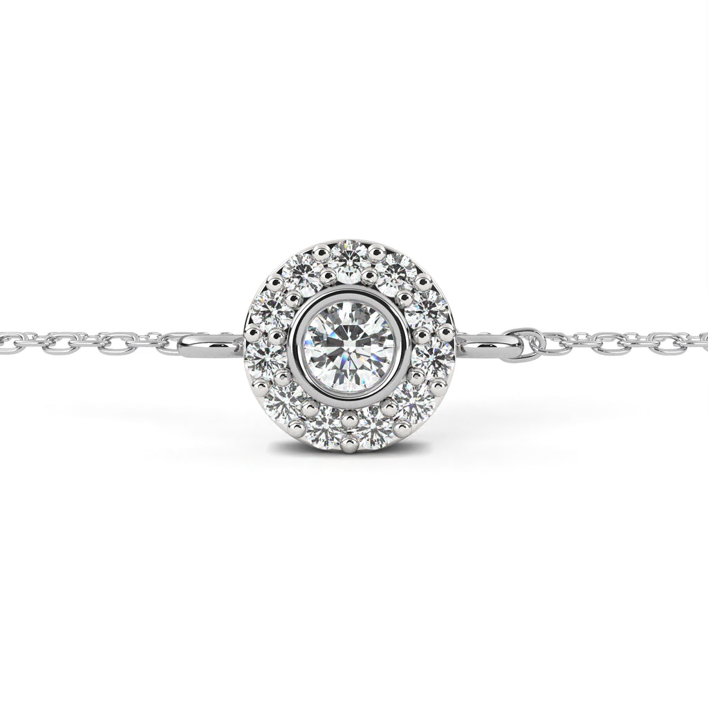 Premium Round Diamond Bracelet – Chain Type Gold-Plated with Circular Design and Diamonds