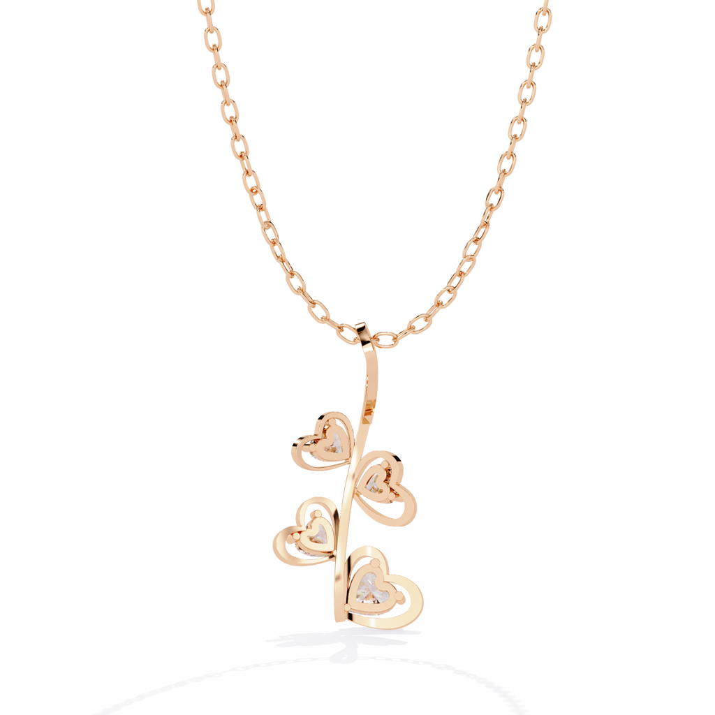 Rose gold lab grown diamond pendant with heart shapes – online in India

