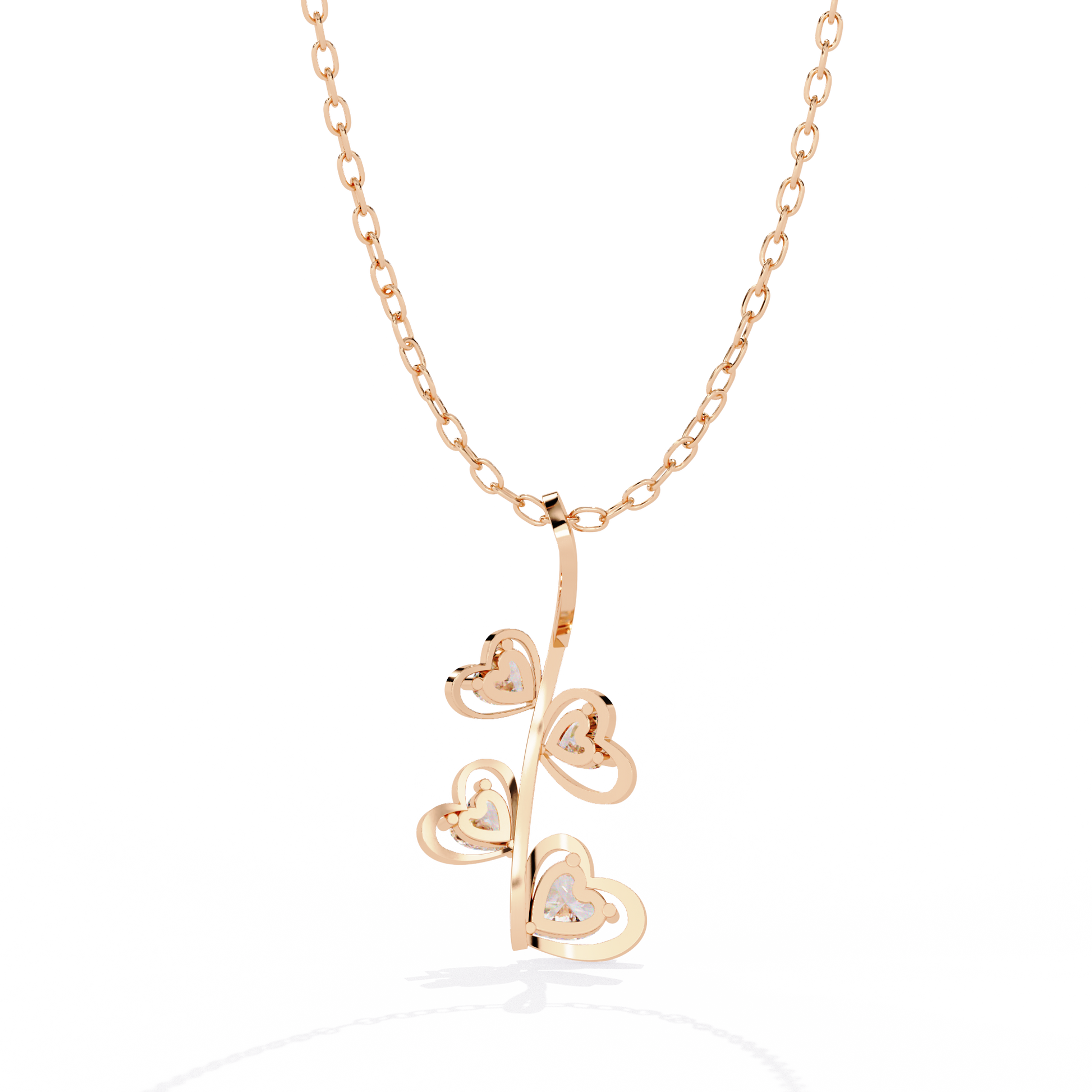 Rose gold lab grown diamond pendant with heart shapes – online in India

