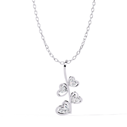 Unique white gold leaf-style lab grown diamond pendant for sale in India