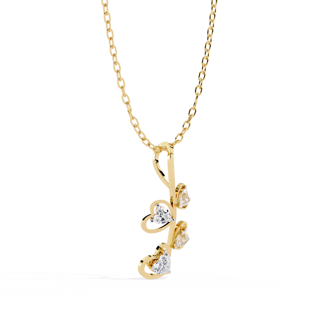 Buy yellow gold heart-shaped lab grown diamonds design Pendant at best Price