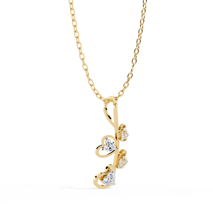 Buy yellow gold heart-shaped lab grown diamonds design Pendant at best Price