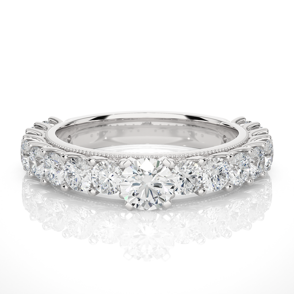 Round Diamond Ring – Solitaire Diamond with Smaller Diamonds
