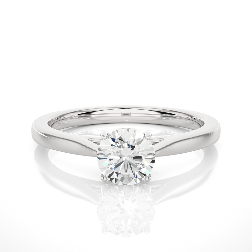 Elegant Round Diamond Ring – Elevated Solitaire Diamond on Plain Band
