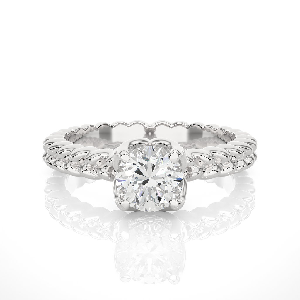 Round Diamond Ring – Solitaire Diamond with Beautiful Design Around the Gold Band