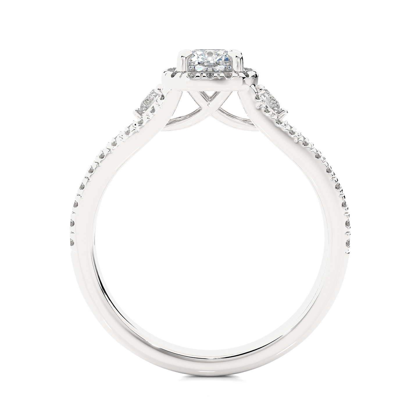 0.5 + 0.49 Ct Cushion + Round Diamond Ring