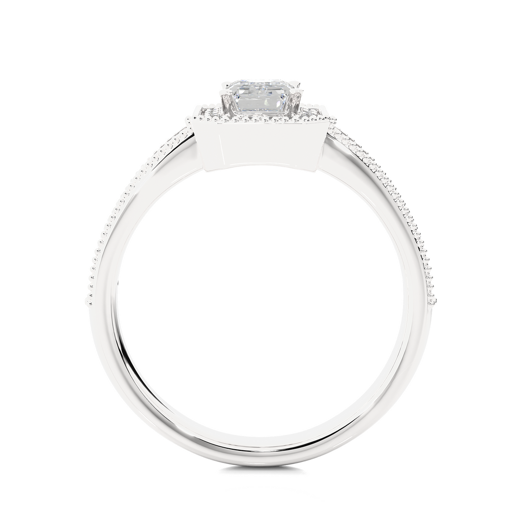 0.30+0.8Ct Round + Emerald Diamond Ring