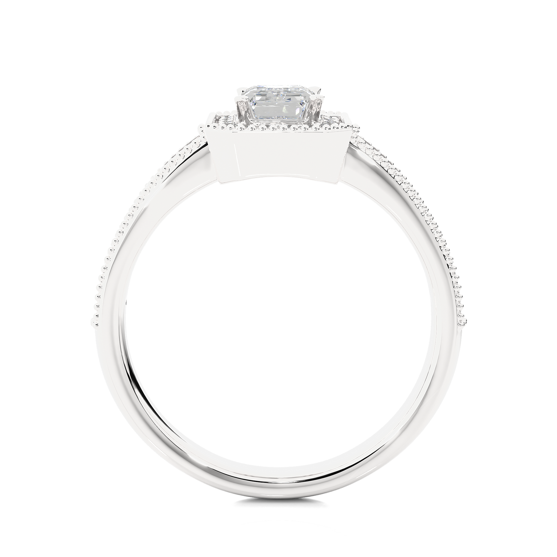 0.30+0.8Ct Round + Emerald Diamond Ring