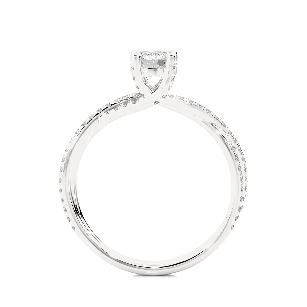 Round Diamond Ring – Solitaire Diamond with Small Diamonds in Stylish, Classy Design