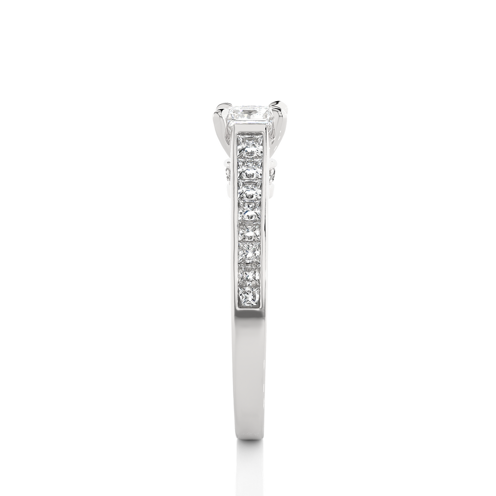 0.50+0.51+0.27 Ct Princess + Princess +Round Diamond Ring