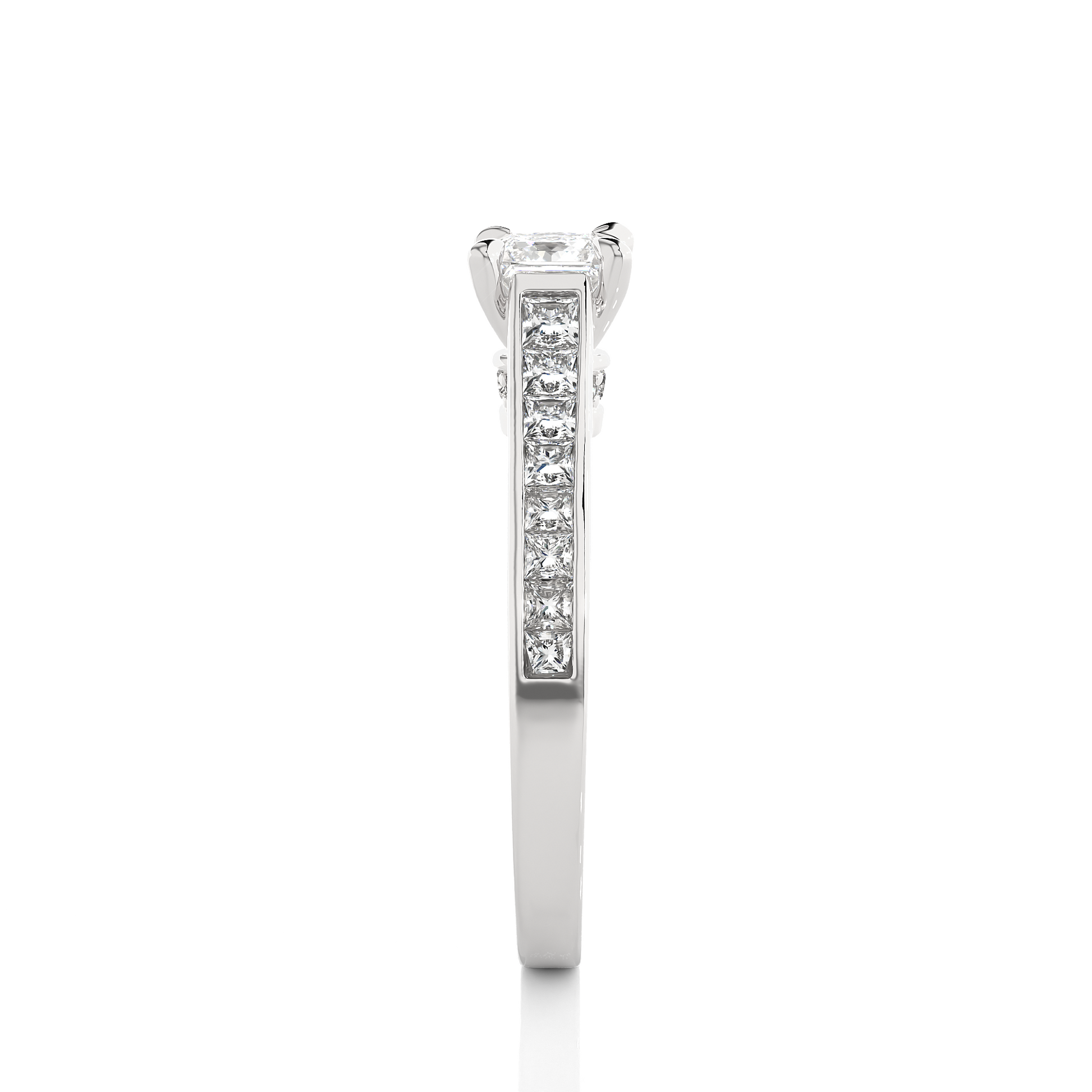 0.50+0.51+0.27 Ct Princess + Princess +Round Diamond Ring