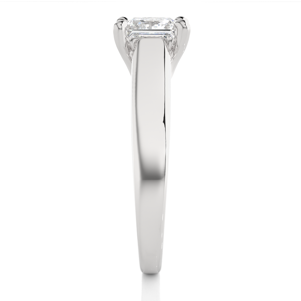 Princess Diamond Ring – Square Diamond Solitaire with Thick Plain Gold Band