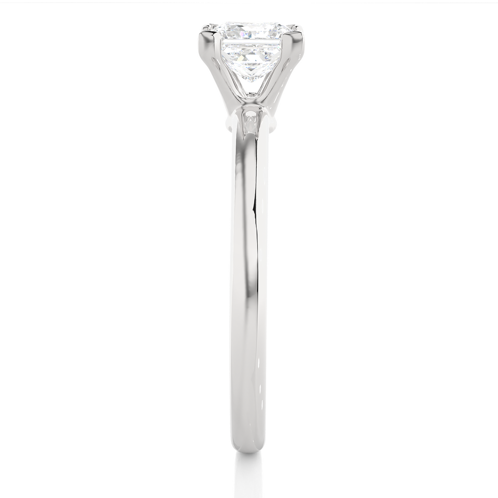 Princess Diamond Ring – Square Diamond Solitaire with Plain Gold Band